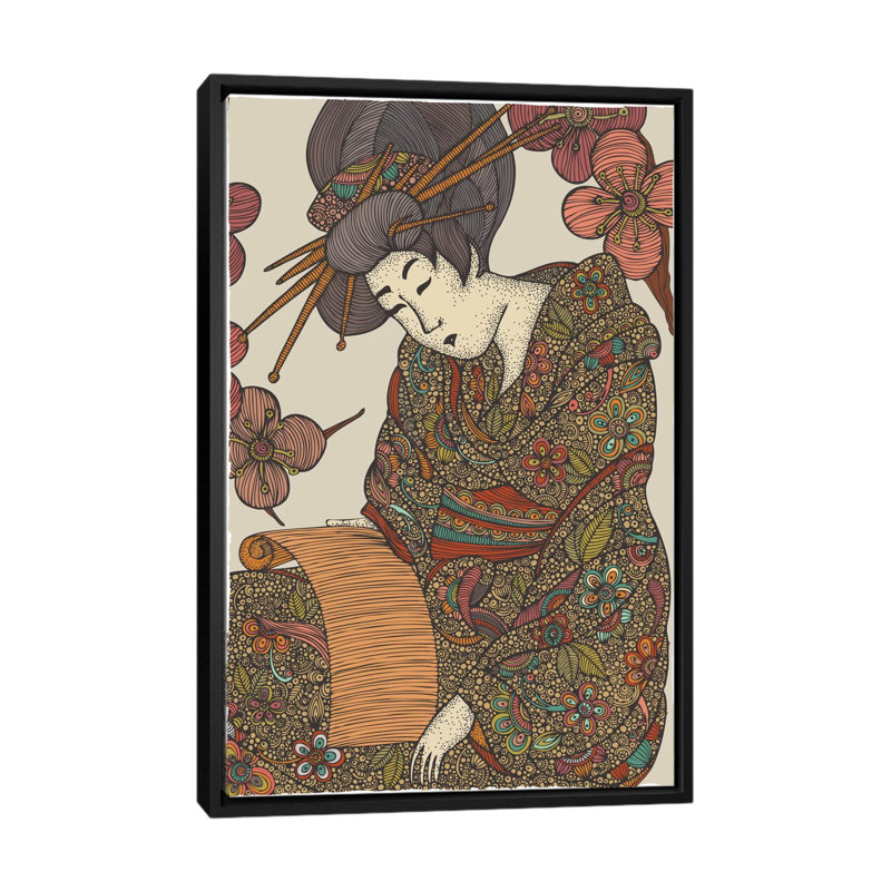 " Geisha " by Valentina Harper, 26" H x 18" W x 1.5" D, Black Framed Canvas