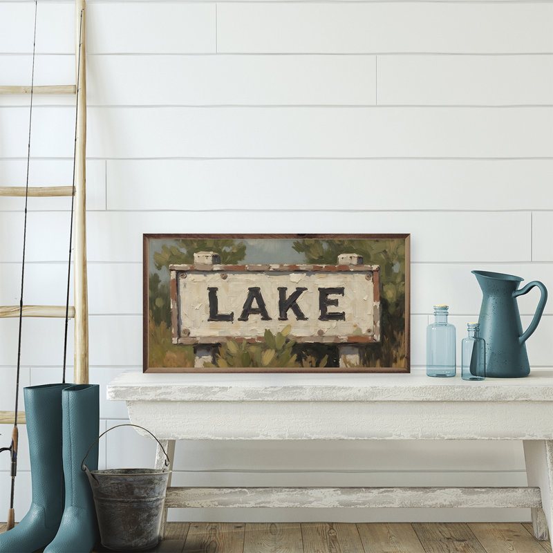 Enseigne au bord du lac, H 20 po x l 40 po