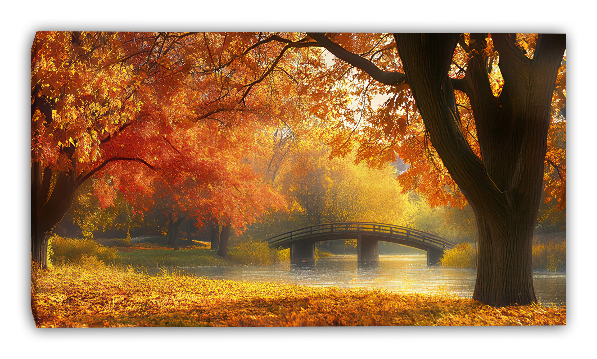 Union Rustic Golden Bridge at Dawn Wrapped Canvas Wall Art - Wayfair Canada