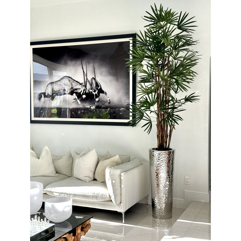 Lady Faux Palm Tree in Metal Planter