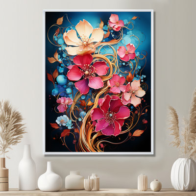 Vibrant fuchsia marguerite sur bleu profond - salon d'art mural marguerite