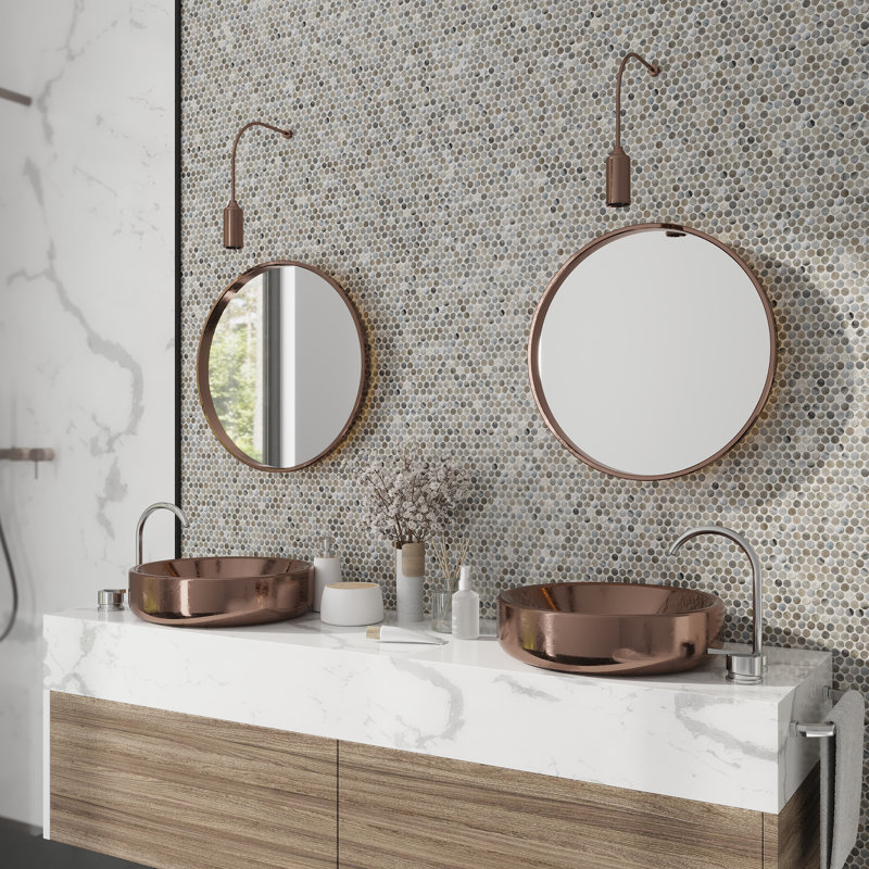 12" x 12" Glass Penny Round Mosaic Wall & Floor Tile