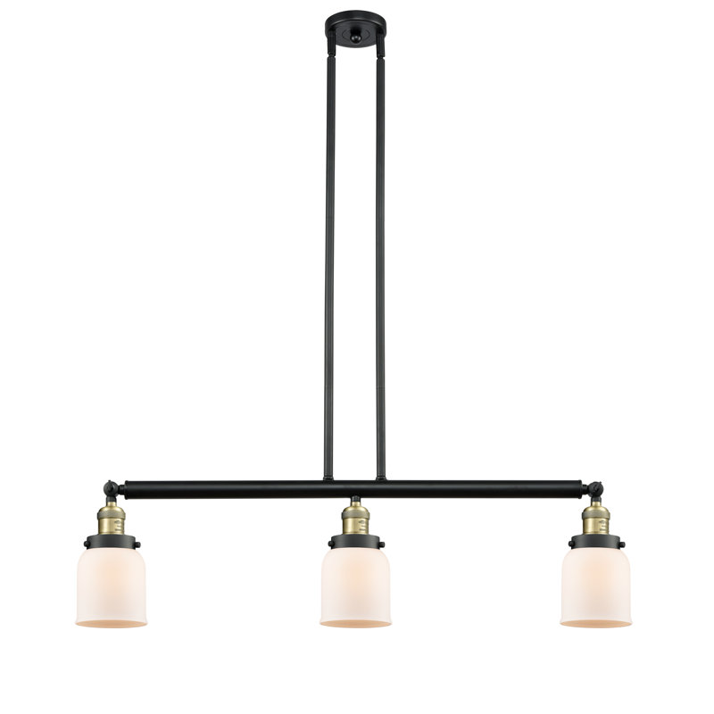 Tom 3 - Light Kitchen Island Pendant, No Bulb Included, Matte White Cased, Black Antique Brass