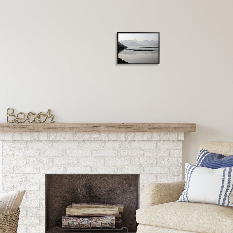 Photographie de reflet Au-396-Giclee Gray Mountain Peaks Lake, Giclée encadrée noir minuit, H 11 po x l 14 po x P 1,5 po
