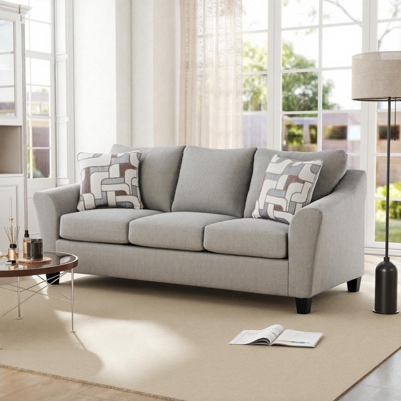 Canapé rond à accoudoirs évasés avec revêtement en chenille douce Roundhill Furniture Elaris, taupe