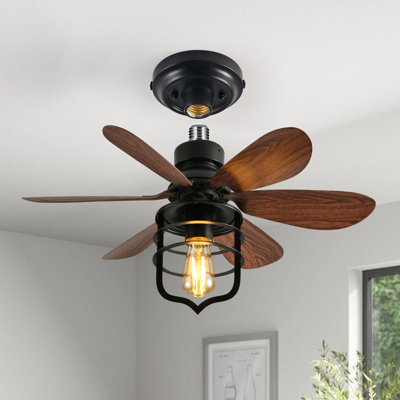 20" Farmhouse Socket Ceiling Fan With Light Kits And Remote Control