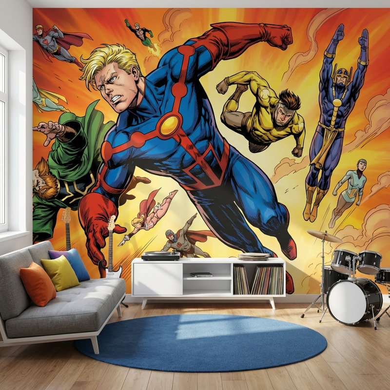 Papier peint super-héros volant, Non tissé, 120 po x 96 po