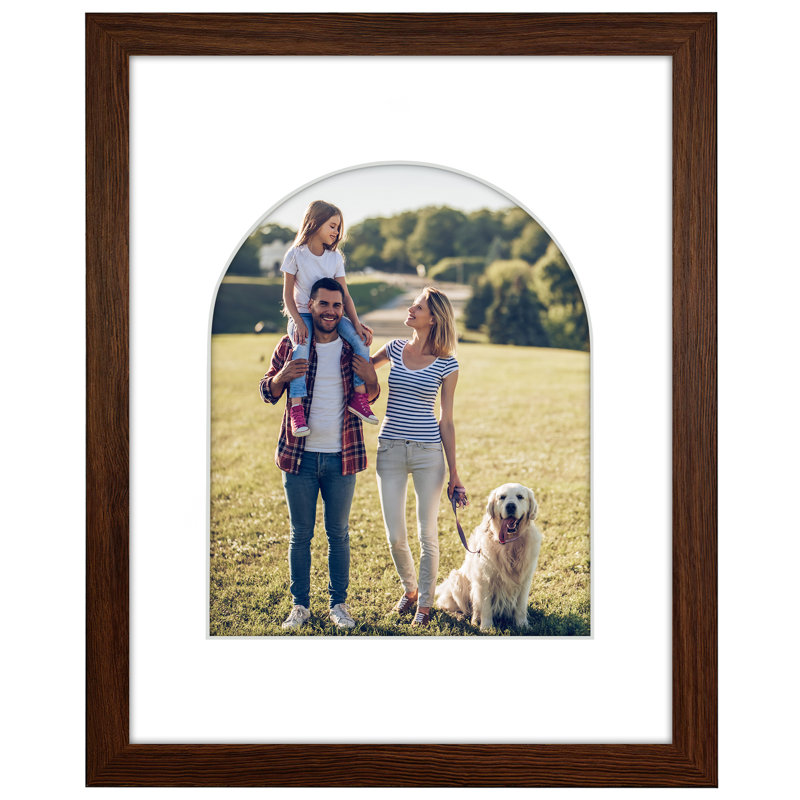 Cadre photo avec tapis en forme d'arche - Idéal pour toute pièce, salon, dortoir, Walnut, 11 po x 14 po