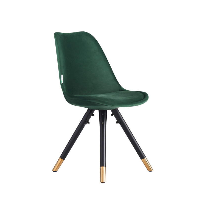 Domek Modern Velvet Dining Chair - Upholstered Upper body with Coated Metal Legs - Side Chair for Dining Room Kitchen Living Room - Single