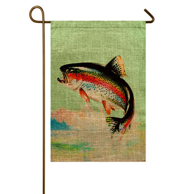 Drapeau de jardin à truite arc-en-ciel