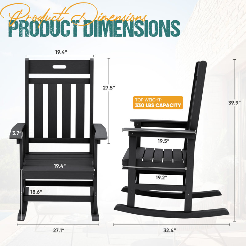 Outdoor HDPE Rocking Chair For All - Weather Use, Black