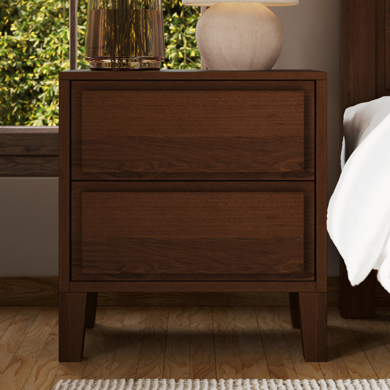 Table de chevet en bois massif Knighten, Noyer foncé