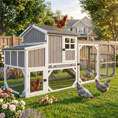 Grand poulailler mobile en bois avec cage de nidification de 95 po Gyta