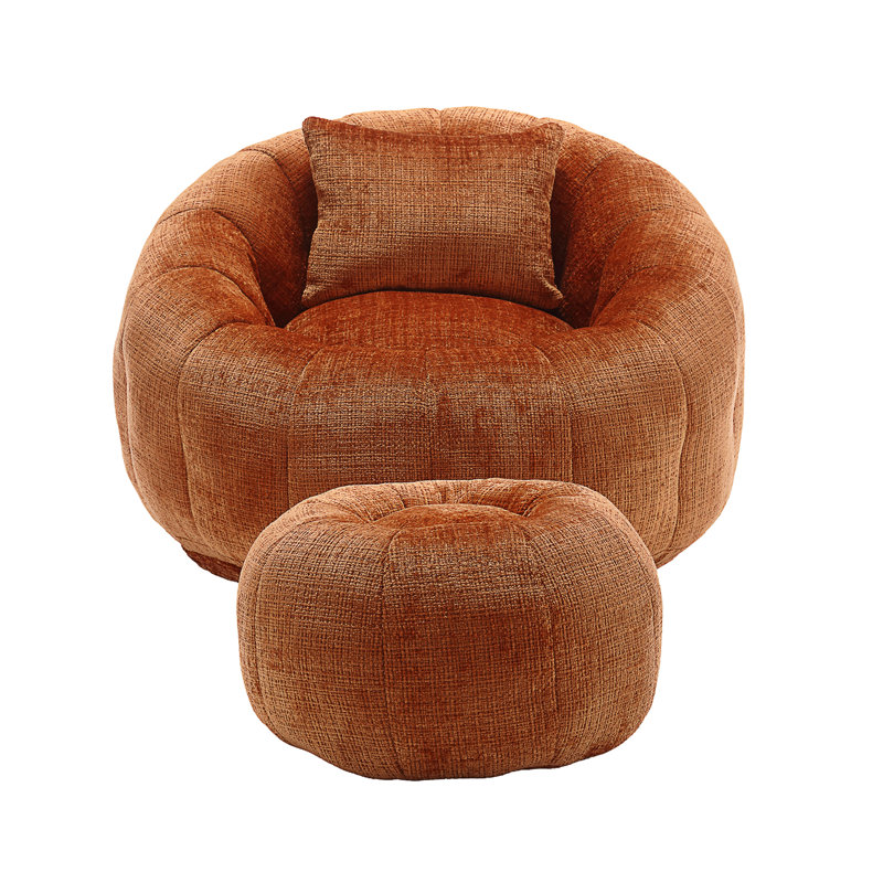  United We Win Modern Bean Bag Chairs, Orange Chenille