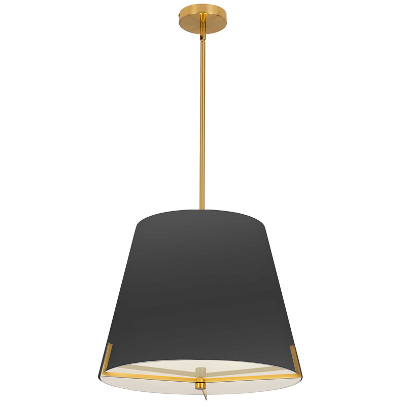 Krisna 4 - Light Dimmable Drum Chandelier, Aged Brass, Black, 14.5" H x 19.25" W x 19.25" D