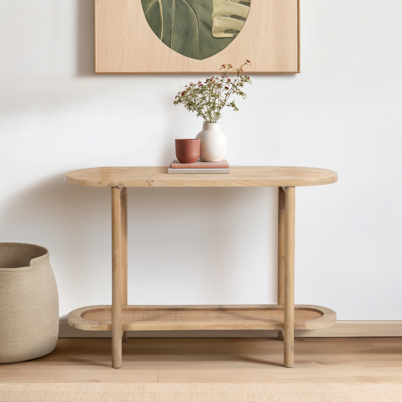Hedda Rattan & Wood Console 45" Console Table