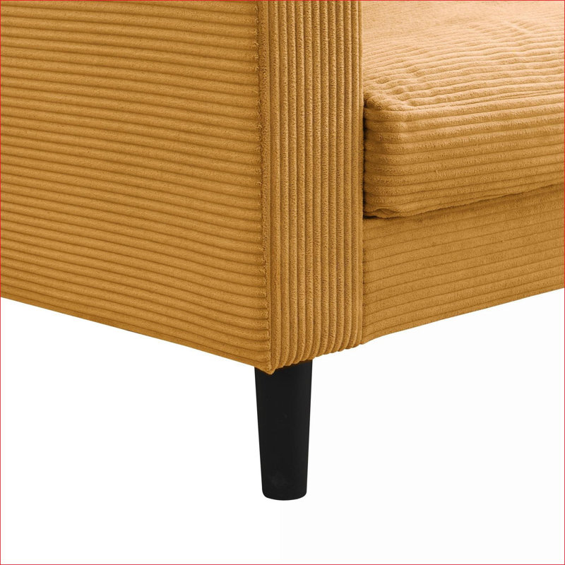 Canapés-lits | Canapé moderne de 74 pouces à 3 places, structure en bois massif, pour le bureau d'un dortoir | Orange | Velours côtelé