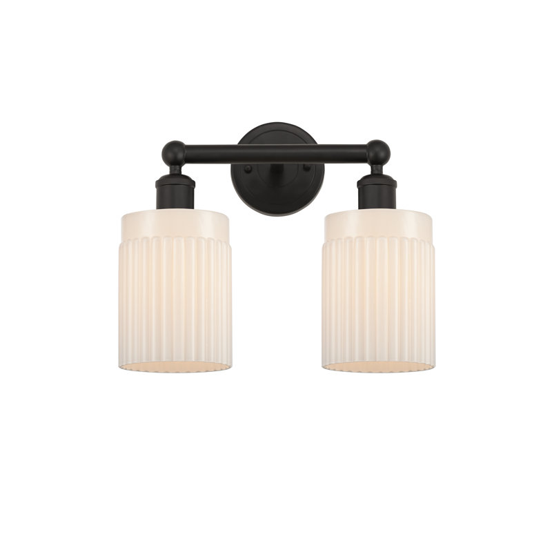 Kamena 13.5" W 2-Light Dimmable Vanity Light, Matte White, Oil Rubbed Bronze
