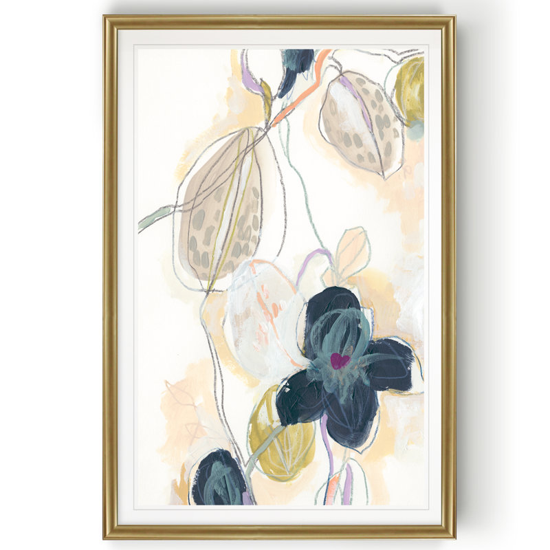 " Abstracted Orchid I ", 18.5" H x 24.5" W x 1.5" D, Gold Framed