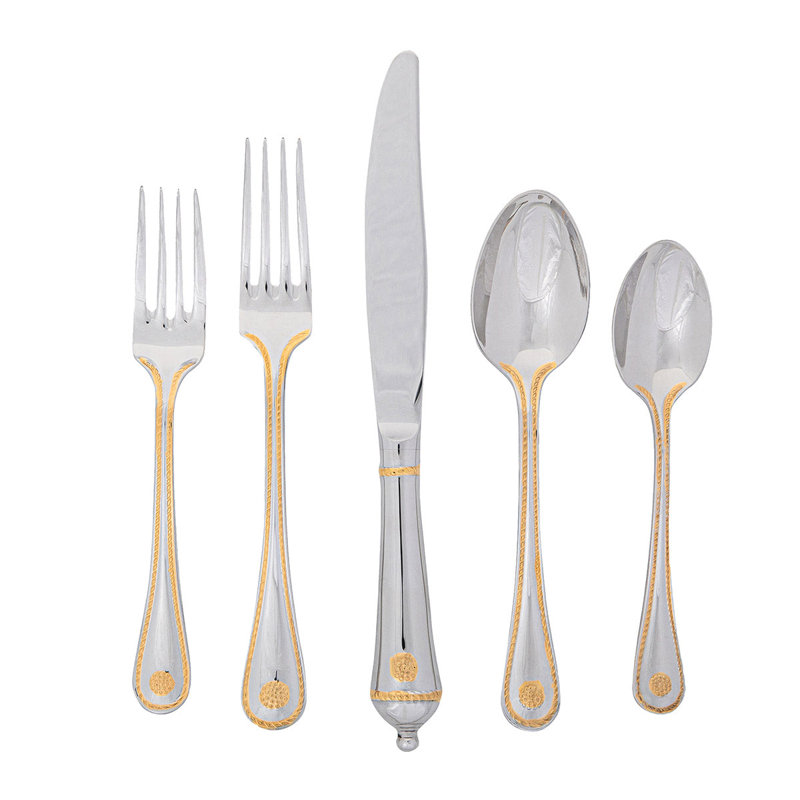 Berry & Thread Flatware Place Setting, Polished/Gold