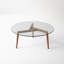 Table basse avec plateau en verre et structure en bois massif