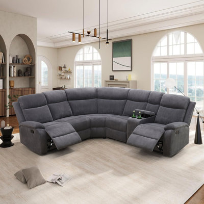 Darby Home Co Manual Reclining Sectional Sofa Set, Living Room Furniture Sets,l Shaped Reclining Sectional Corner Couch, Comfy 6-seat Corduroy Fabric Recliner Couch