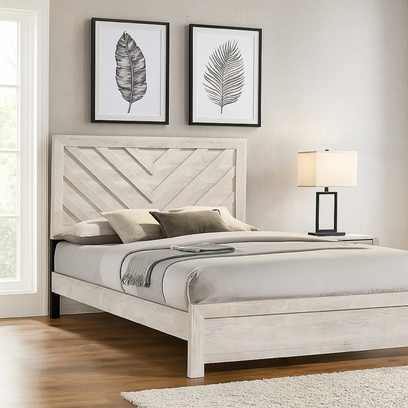 Tête de lit Velz W Chevron, finition bois, Beige, Simple