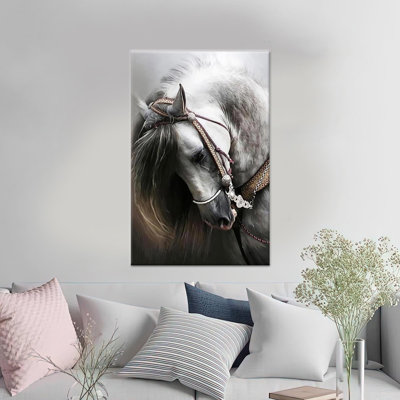 Reproduction d'art sur toile imprimée: décor de cheval de ferme rustique, toile blanche encadrée 1P