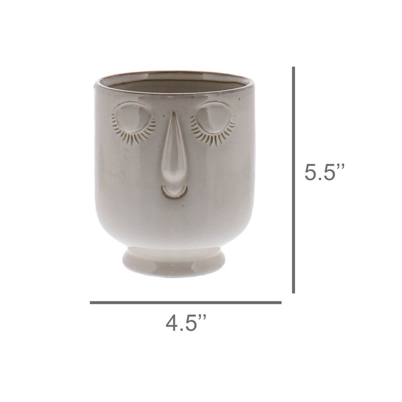 Ceramic Face Cachepot, Gray