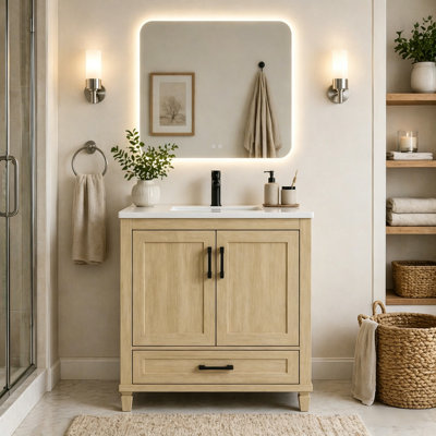 Ensemble de meuble-lavabo simple autoportant 36 po avec plateau en composite Adria