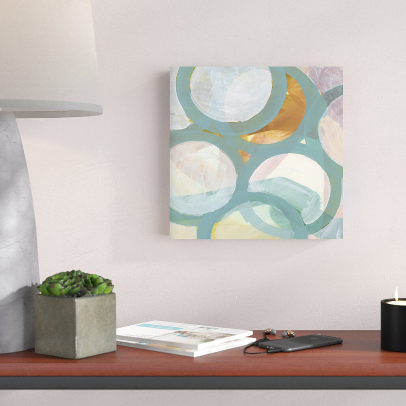 Turquoise cercles I, H 12 po x l 12 po