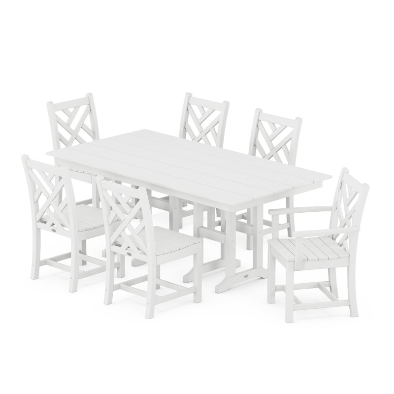Chippendale 7-Piece Farmhouse Dining Set, White