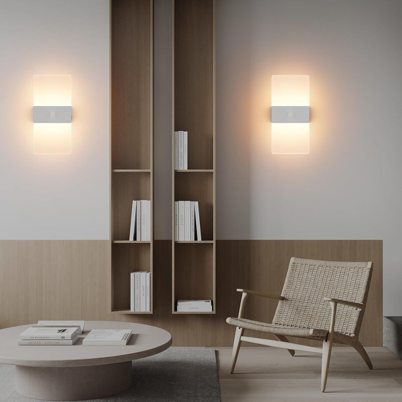 2 Pack Motion Sensor Wall Lights, Rechargeable LED Night Light With Warm 3000K Glow, Easy Installation For Indoor Spaces