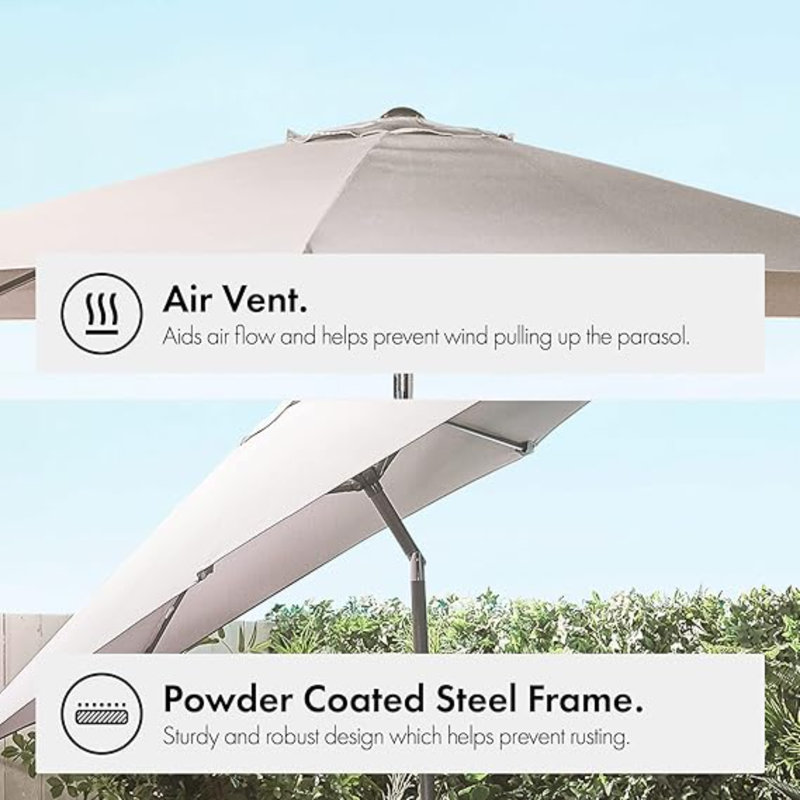 Bylo 270cm Tilt Market Parasol, Grey