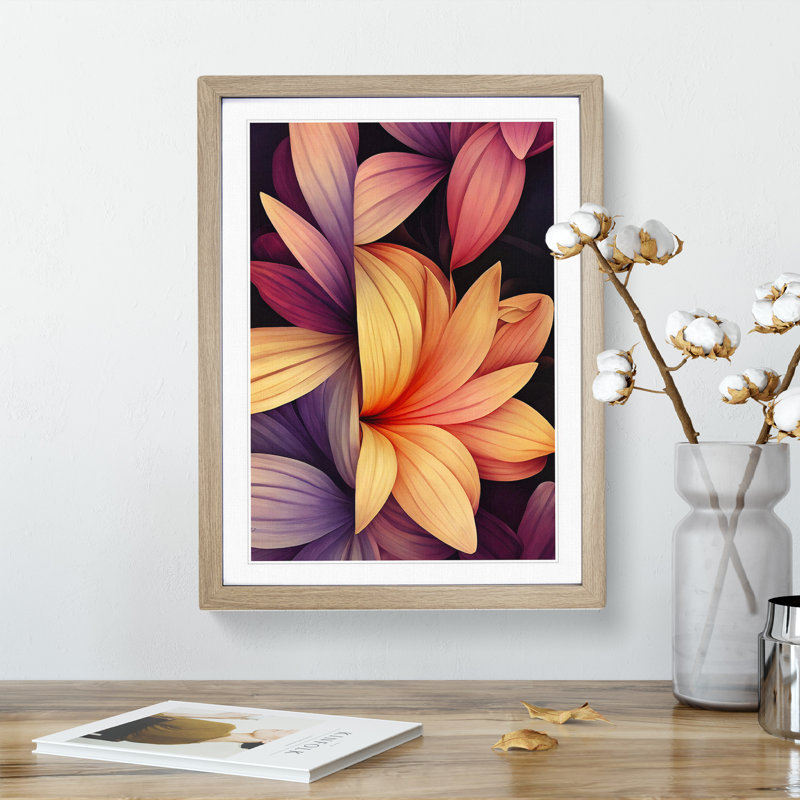 The Adventurous Flowers - Wall Art, 48cm H x 36cm W, Oak Framed Paper, White