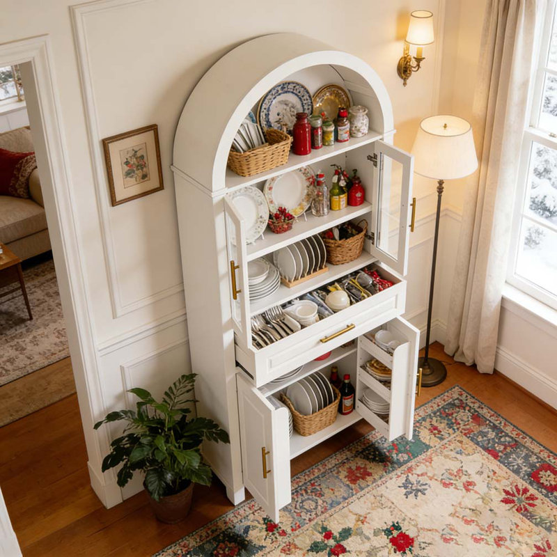 Grand garde-manger arqué 71 po avec porte vitrée 71 po
