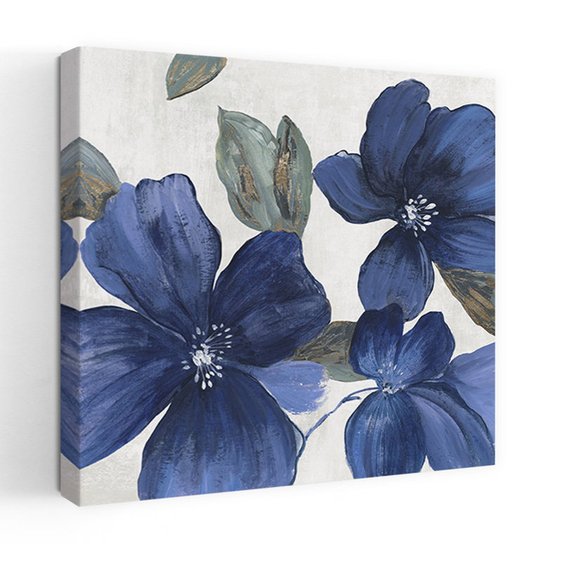 Fleurs de printemps indigo I, art floral moderne et élégant, H 24 po x l 24 po
