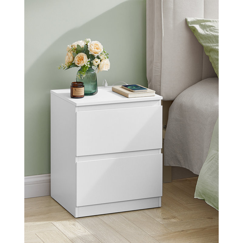 KAILYN Collection - Nightstands With Charging Station, Set Of 2 Bedside Tables With Drawers, Side End Tables, 2 AC Outlets, 2 USB Ports, For Living Room, Bedroom, Study