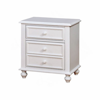 Table de chevet en bois avec 2 tiroirs, blanc