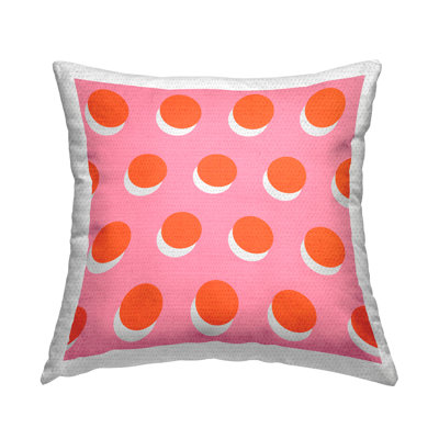 Orange Over Pink Polka Dot Circles Outdoor Printed Pillow by Daphne Polselli