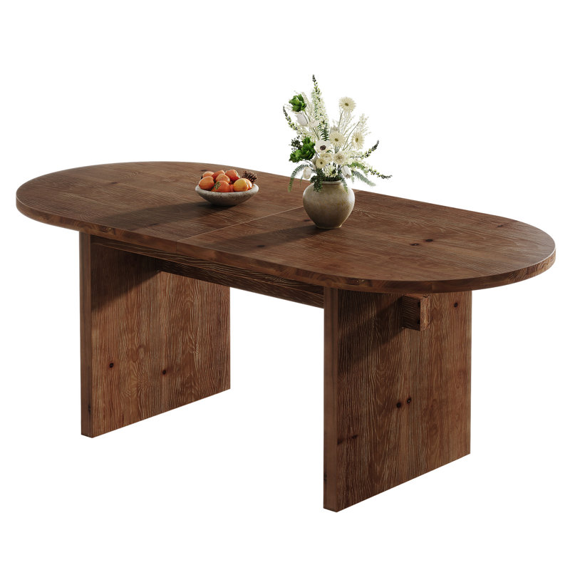 62.99-Inch Oval Solid Wood Dining Table For Dining Room, Kitchen
