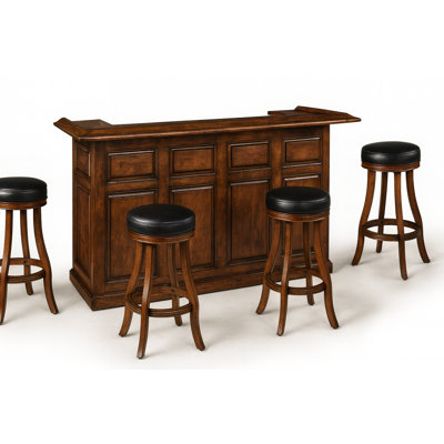 84" Dry Bar With Four Backless Barstools By RAM Game Room