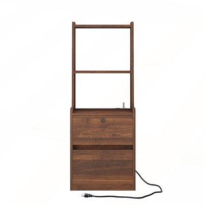 Ensemble de 2 tables de chevet avec station de charge et veilleuse intelligente pour chambre