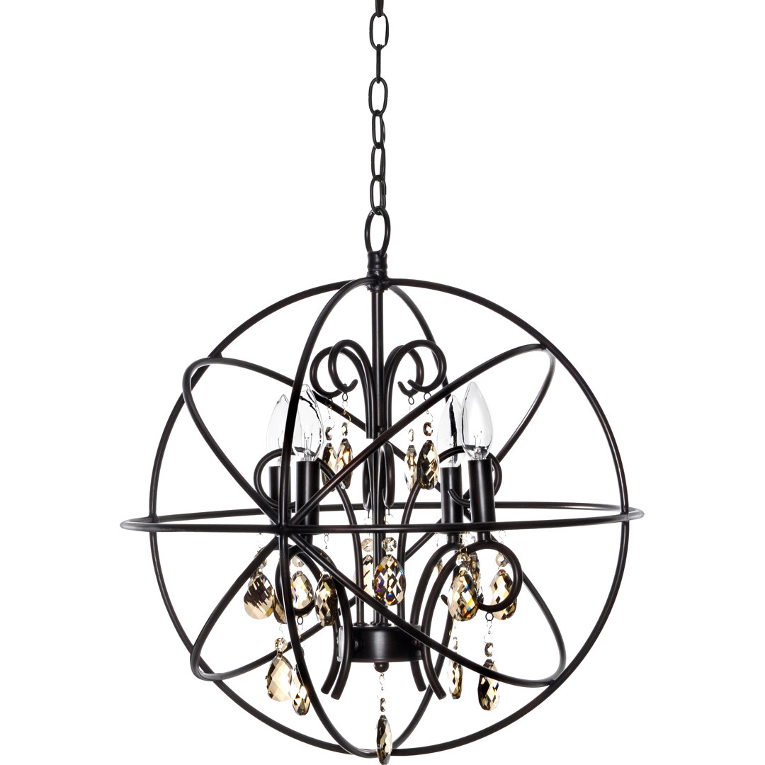 Alden 4 - Light Candle Style Globe Chandelier with Crystal Accents Willa Arlo™ Interiors 