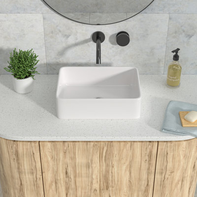 19'' L x 14'' W Rectangular Glazed Ceramic Top-Mounted Bathroom Sink With Rounded Corners