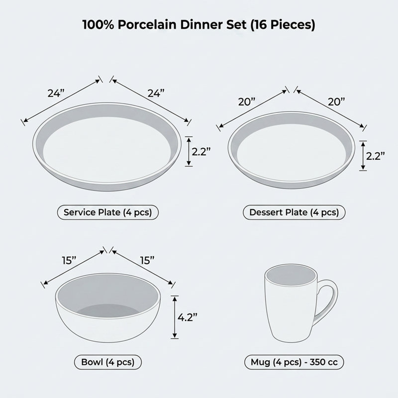 Service de table en porcelaine Kaden Reactive Glaze Green (service de 16 pièces pour 4 personnes)