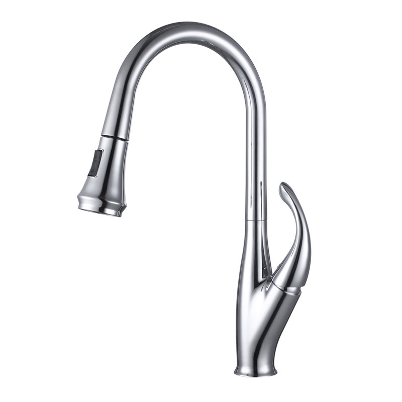 Topcraft Single-Handle Single-Hole Pull-Down Kitchen Faucet, Chrome Plated