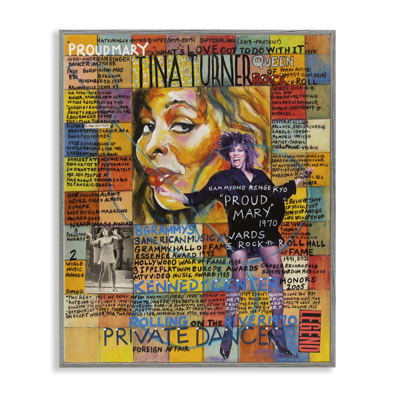 Tina Turner, collage, estampe numérique par Sabin, Estampe numérique Farmhouse, H 14 po x l 11 po