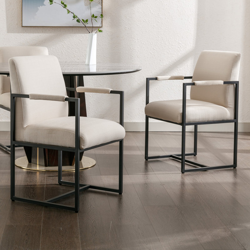 Chaise de salle à manger rembourrée avec structure en métal