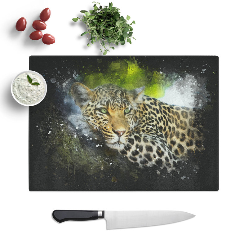 Leopard Vol.2 Paint Splash Chopping Board, 28.5cm W x 39cm L